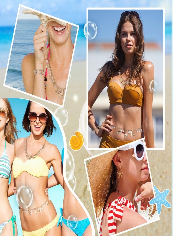 Xeyau Mermaid Costume Jewelry Set for Women: Shell Necklace, Waist Chain, Bracelet, Earring Set - Boho, Ethnic Style - B-Gold, No Metal Type, No Gemstone, Female - Image 3